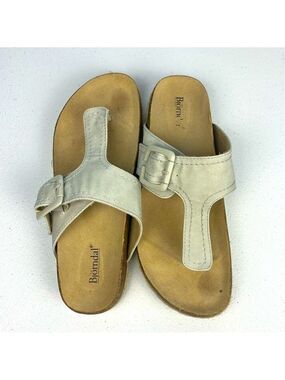 Bjorndal Penelope Sandals Gray Canvas Espadrille Flip Flops Buckle Shoes 9